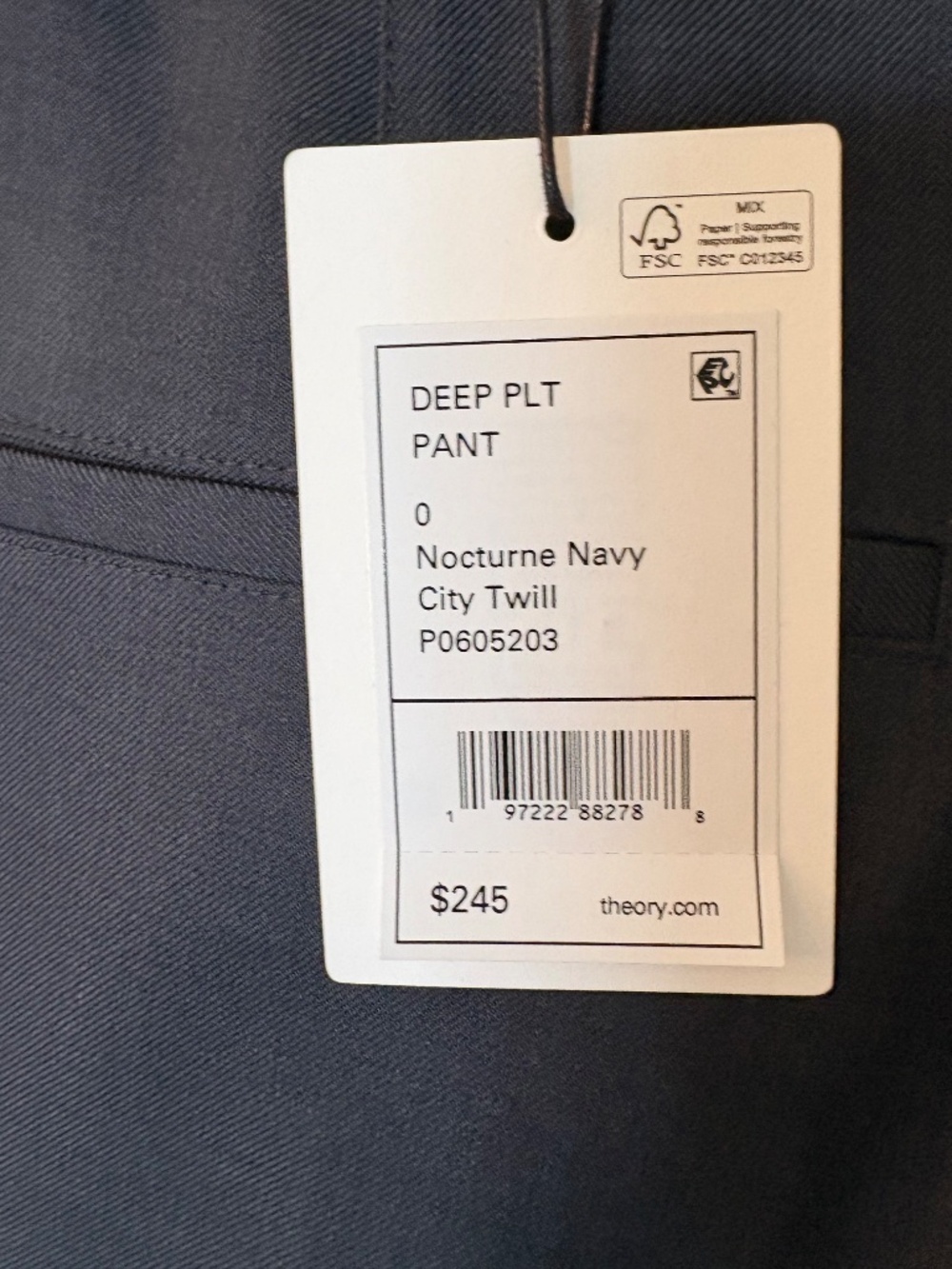 NWT Deep Pleated Nocturne Navy City Twill Pants - Picture 3 of 5